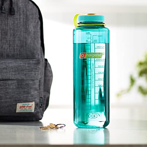 Nalgene Sustain Tritan BPA-Free Water Bottle Made with Material Derived from 50% Plastic Waste  48 OZ  Wide Mouth  Cerulean
